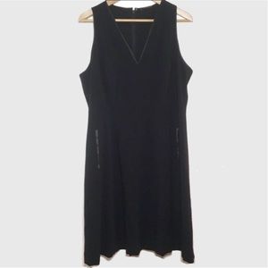 Tahari black satin trim dress